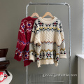 Unisex Christmas Tapestry Sweater Loose Jacquard Knitted Pullover Supplier